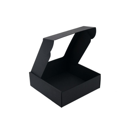 Kleine schwarze Geschenkbox mit PVC-Fenster, 6 cm hoch