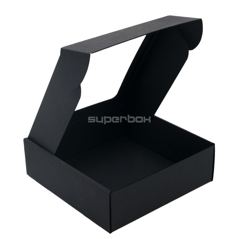 Kleine schwarze Geschenkbox mit PVC-Fenster, 6 cm hoch
