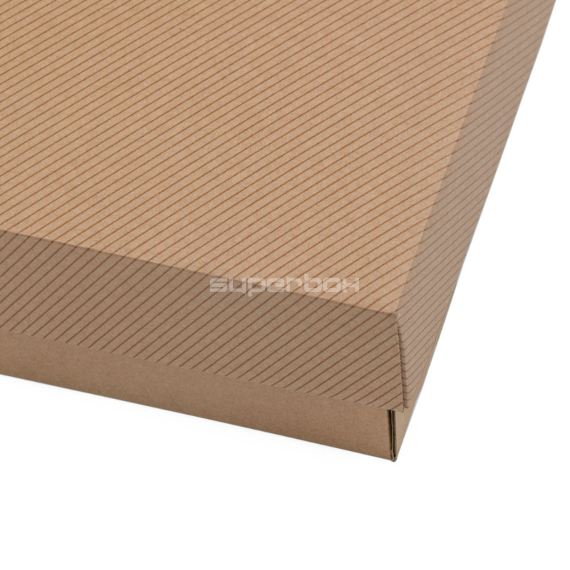 Braune Basis-Deckel-Geschenkbox mit Streifen, 8,5 cm Höhe