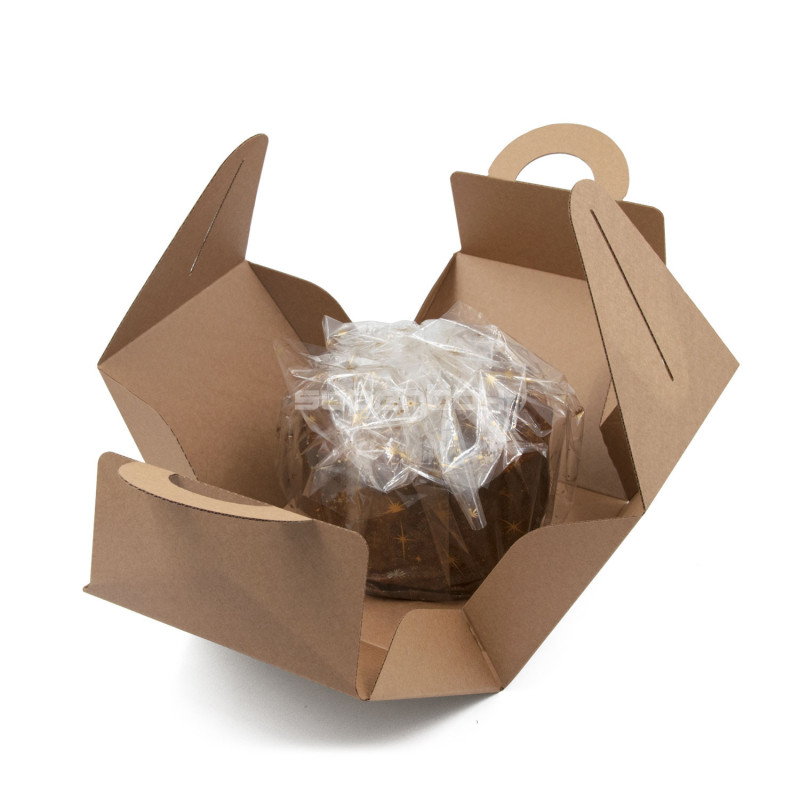 Braune Geschenkbox mit Griff für PANETTONE