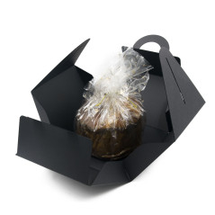 Schwarze Geschenkbox mit Griff für PANETTONE