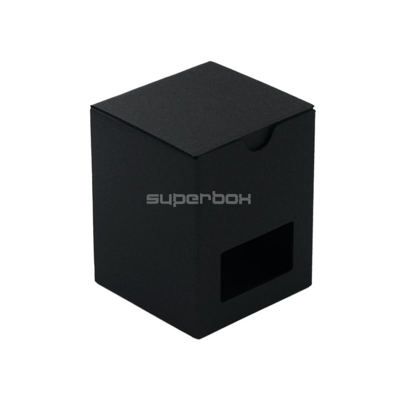 Schwarze Box mit Fenster zum Verpacken von Kerzen