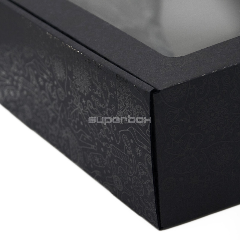 Schwarze Sauce-Gläser-Box mit PVC-Fenster und Hirschmotiv