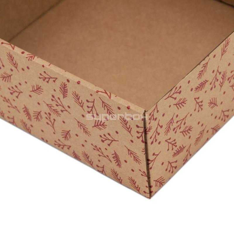 Braune Sauce-Gläser-Box mit PVC-Fenster und rotem Beerenmotiv
