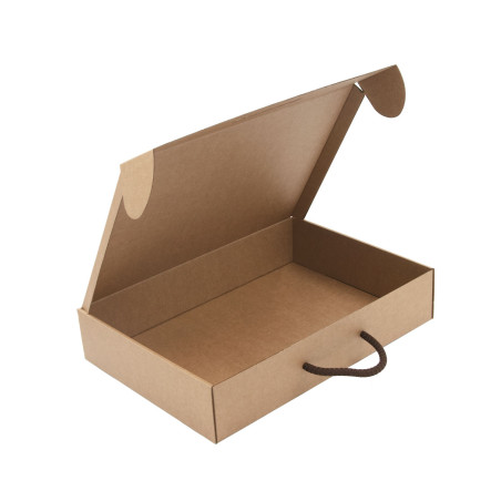 Brauner Standardkoffer mit braunem Textilgriff