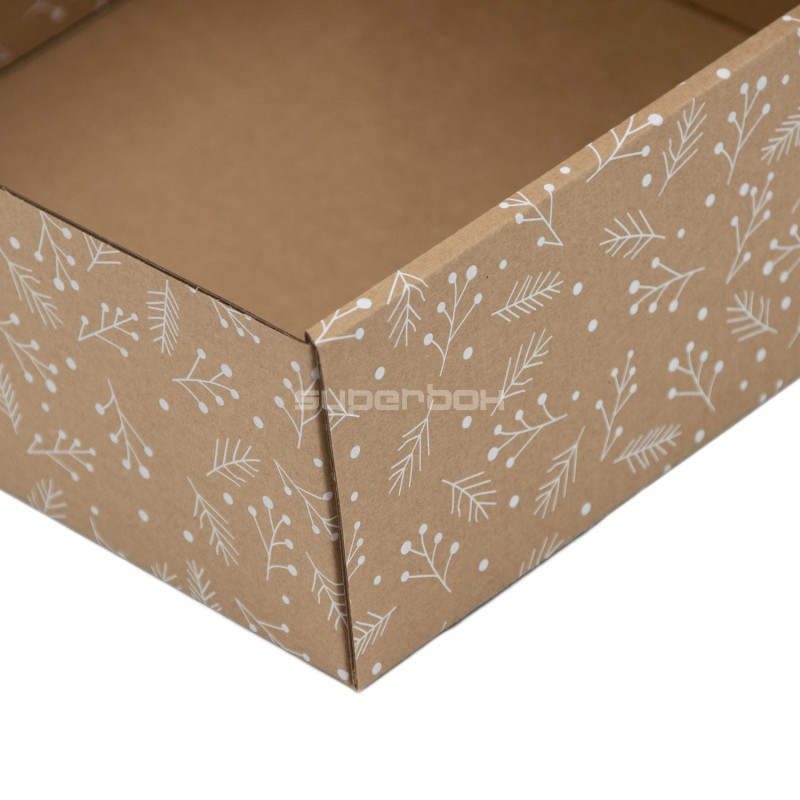 Braune Sauce-Gläser-Box mit PVC-Fenster WEISSE BEEREN