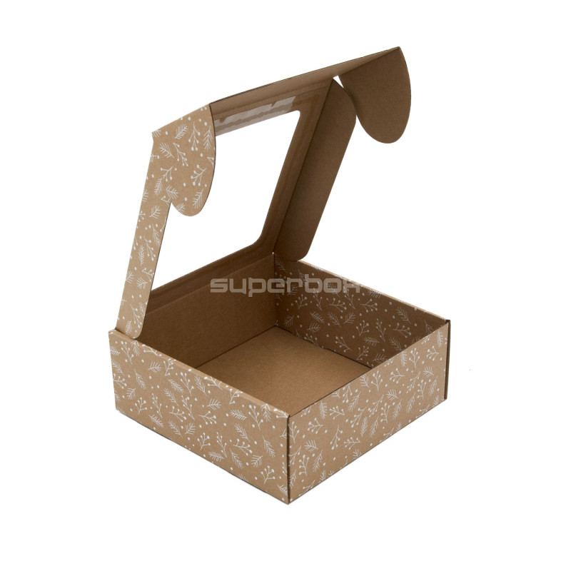 Braune Sauce-Gläser-Box mit PVC-Fenster WEISSE BEEREN