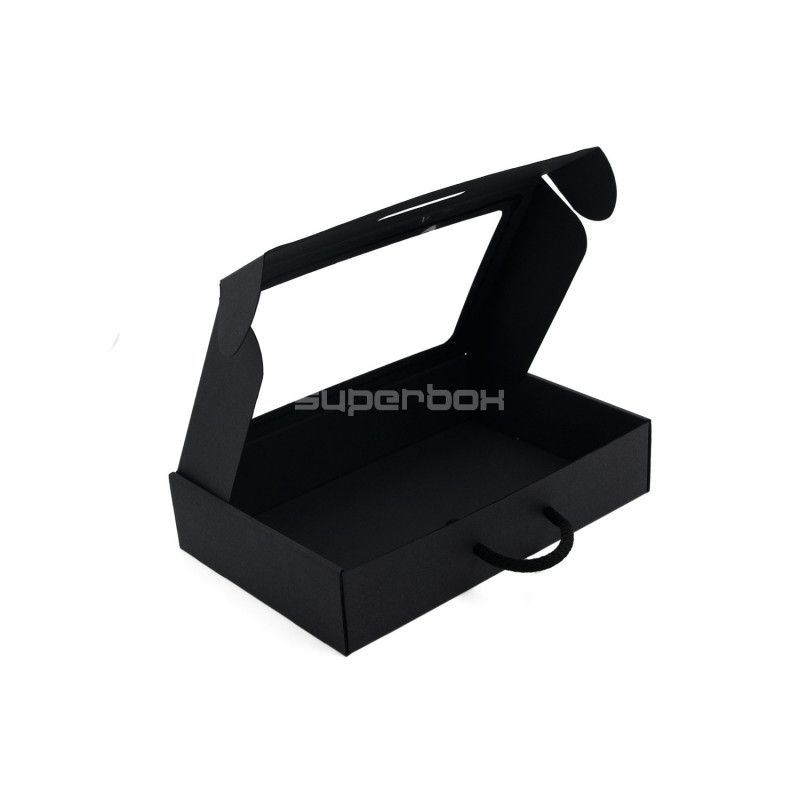 Black Gift Box - Suitcase with Window and Textile Handle Black Gift Box - Suitcase with Window and Textile Handle