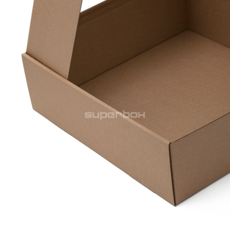 Braune quadratische Box mit Fenster, 9 cm hoch