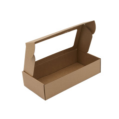 Braune lange Box mit PVC-Fenster