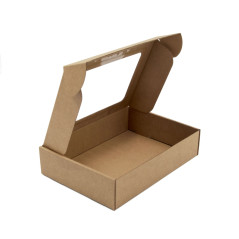 Braune rechteckige Geschenkbox, 5 cm hoch, mit PVC-Fenster