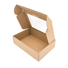 Braune A4-Geschenkbox mit Fenster