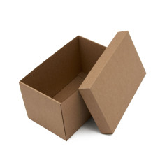 Braune tiefe Kartonbox mit Deckel zum Verpacken von Nüssen