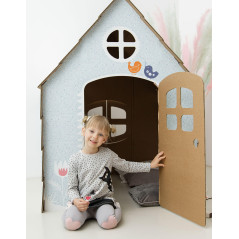 Großes Pastell-Kartonspielhaus für Kinder KANINCHEN