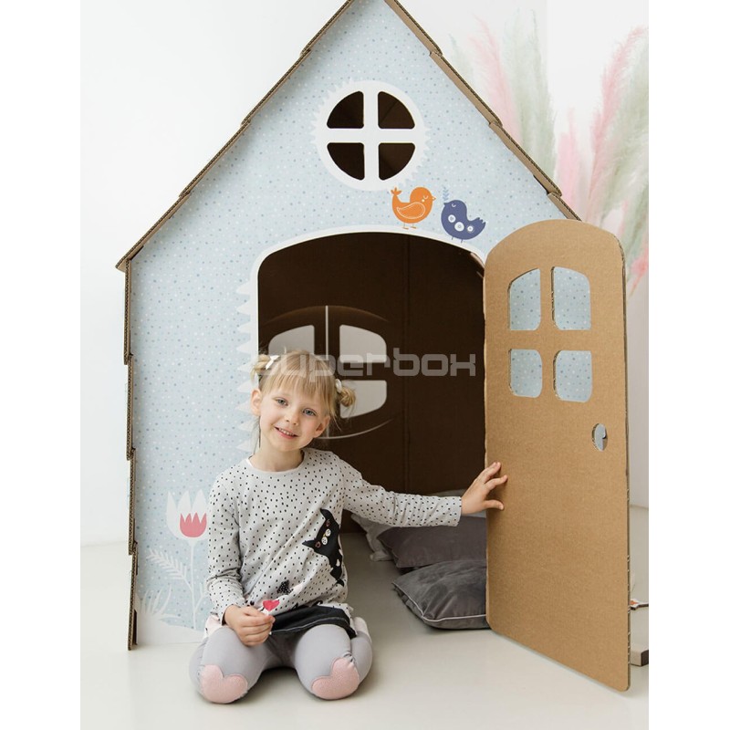 Großes Pastell-Kartonspielhaus für Kinder KANINCHEN