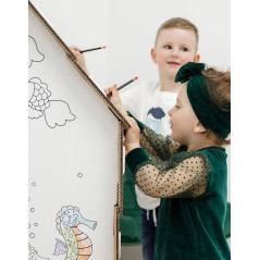 Farbiges großes Kartonspielhaus für Kinder FISCHE