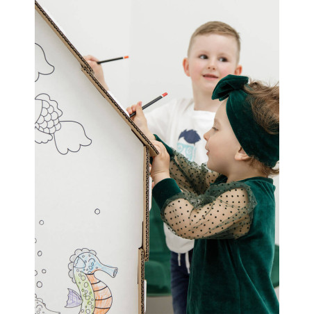 Farbiges großes Kartonspielhaus für Kinder FISCHE