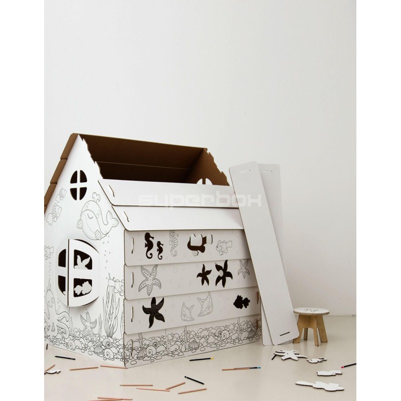 Colored Large Cardboard Playhouse for Children FISHES Colored Large Cardboard Playhouse for Children FISHES