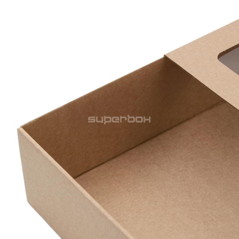 Braune Universalgröße Einschub-Geschenkbox mit Fenster
