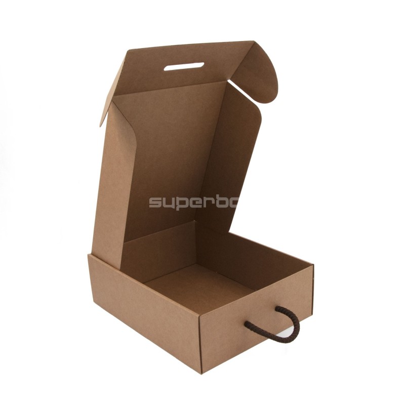 Braune Koffer-Geschenkbox mit Textilgriff