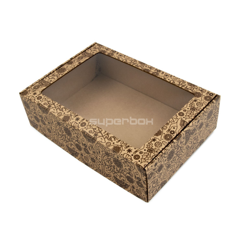 Braune Weihnachtsbox mit glänzendem braunem Hirschdesign