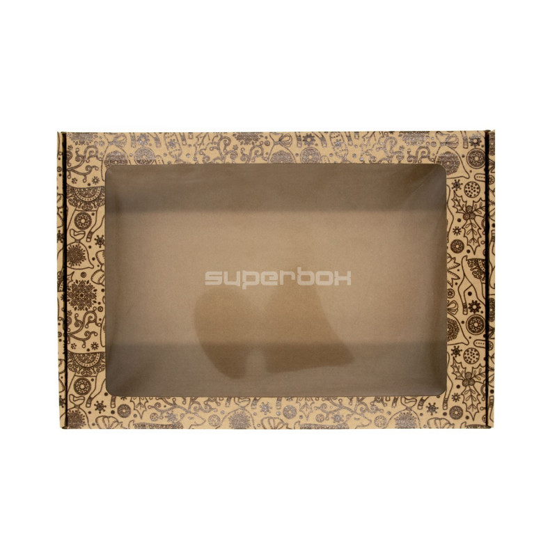 Brown Christmas Box with Glossy Brown Deer Design Brown Christmas Box with Glossy Brown Deer Design