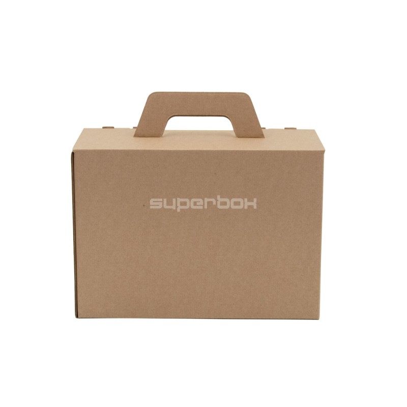 Braune kleine Koffer-ähnliche Geschenkbox mit Griff
