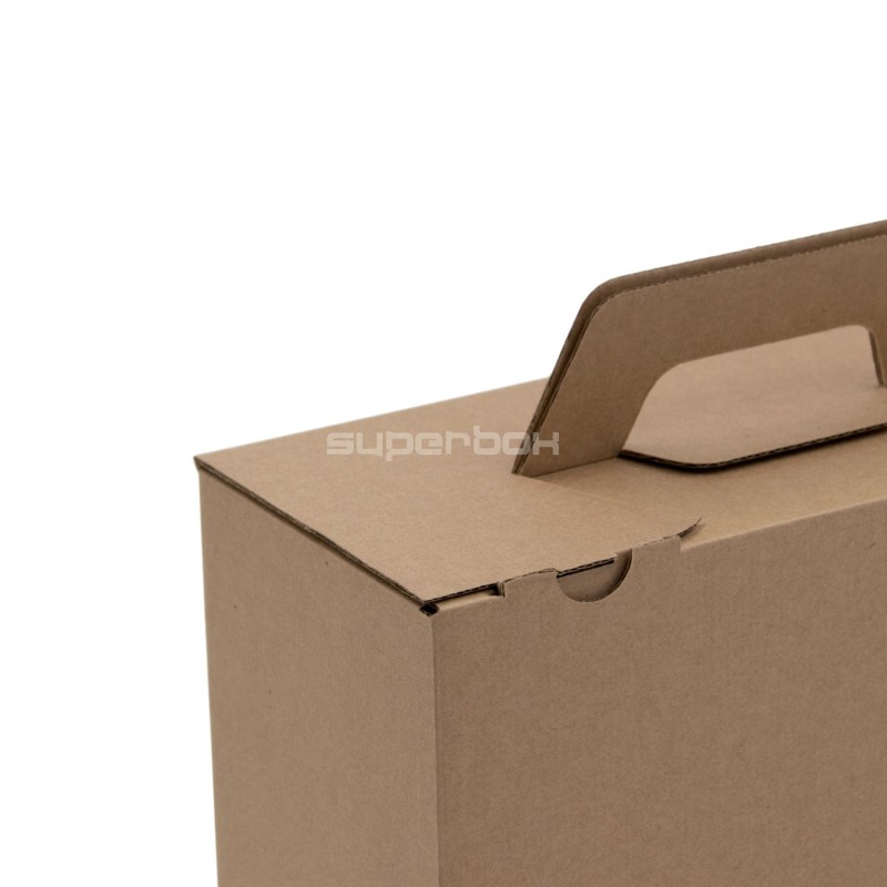 Braune kleine Koffer-ähnliche Geschenkbox mit Griff