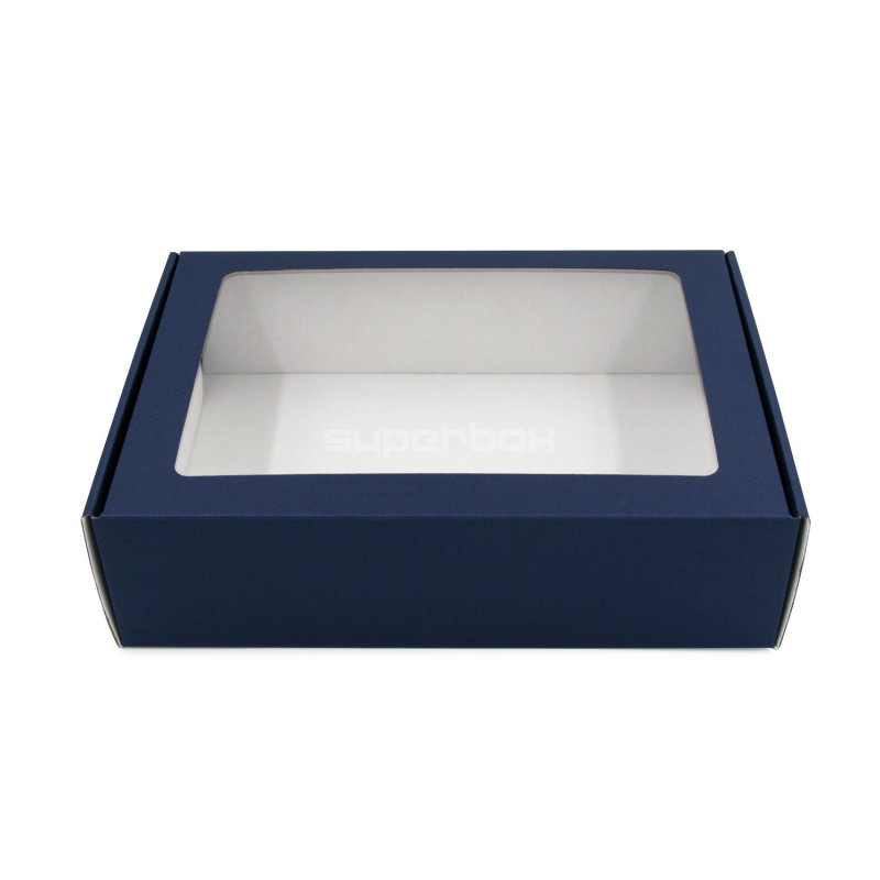 Blaue Geschenkbox mit Fenster, A4-Format Blaue Geschenkbox mit Fenster, A4-Format