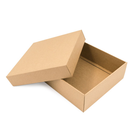 Braune quadratische Geschenkbox mittlerer Größe, Höhe 8 cm, mit Deckel