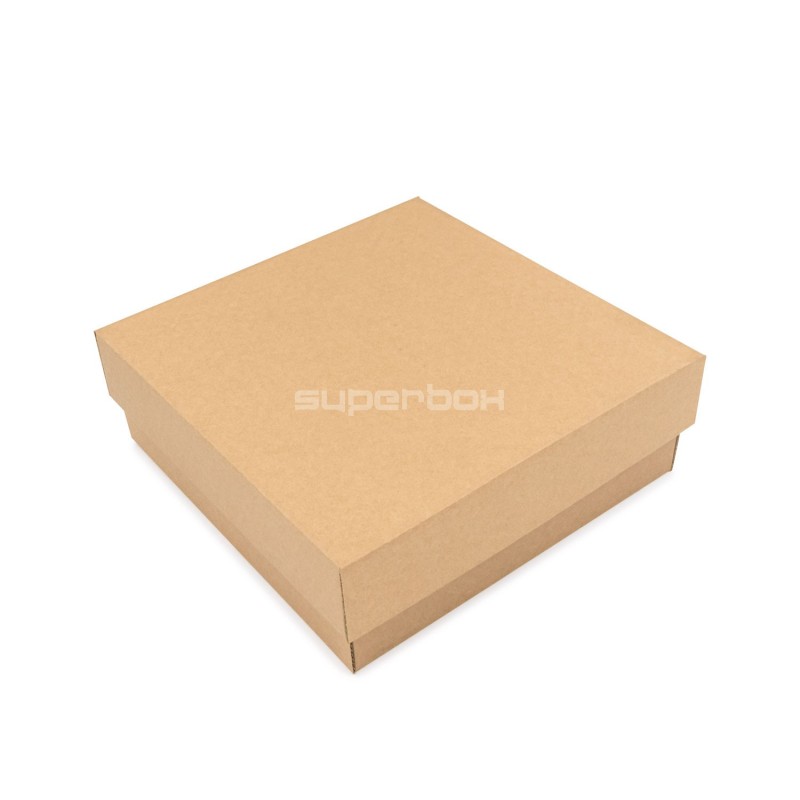 Sturdy brown square box 8 cm high with a lid