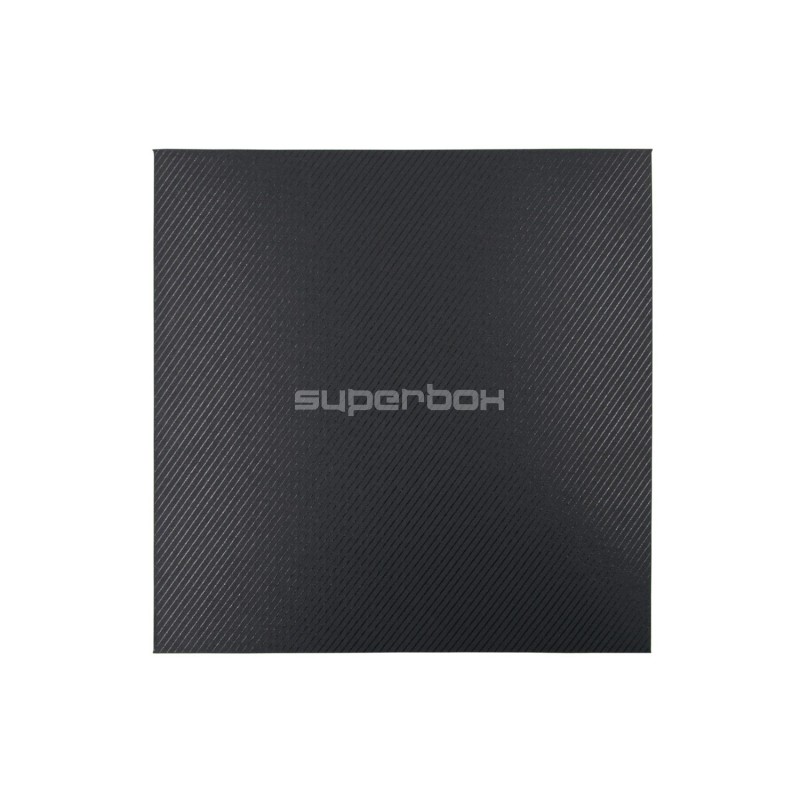 Schwarze quadratische Geschenkbox, Höhe 8 cm, mit Deckel und Linien