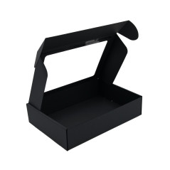Schwarze leicht zusammenfaltbare Box mit PVC-Fenster, 7 cm hoch