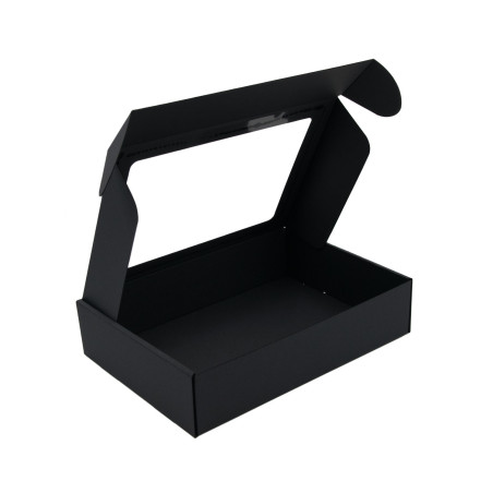 Schwarze leicht zusammenfaltbare Box mit PVC-Fenster, 7 cm hoch