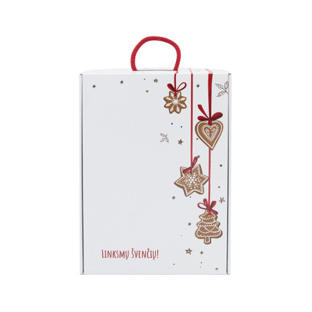 Weißer Koffer-Geschenkbox im Weihnachtsstil mit rotem Griff