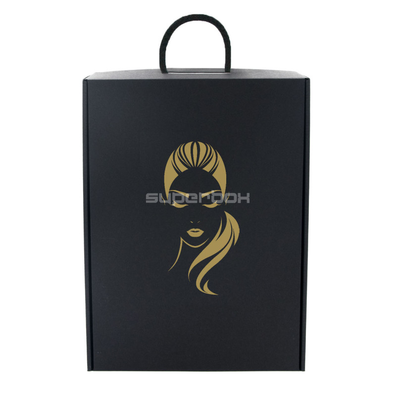 Black Gift Box with Handle, Suitcase Style Black Gift Box with Handle, Suitcase Style