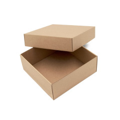 Braune quadratische Box, 8 cm hoch, mit Deckel