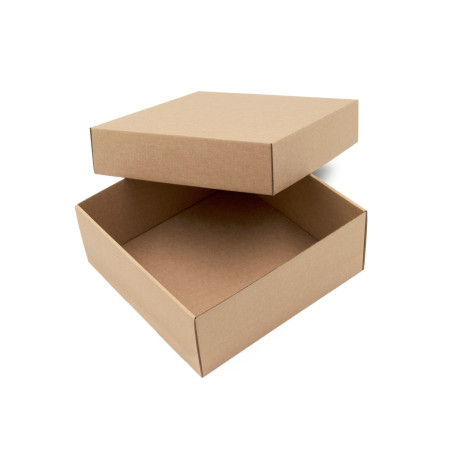 Braune quadratische Box, 8 cm hoch, mit Deckel