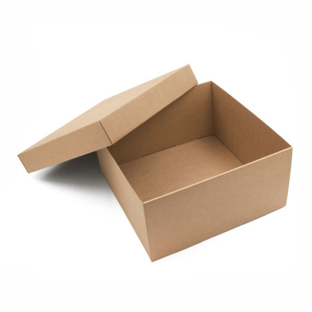 Große braune quadratische Box, 15 cm hoch, mit Deckel
