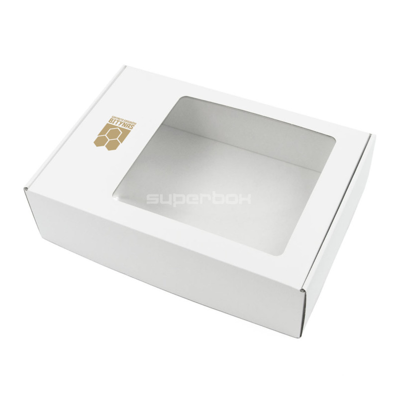 Weiße A4-Geschenkbox mit Platz für Logo