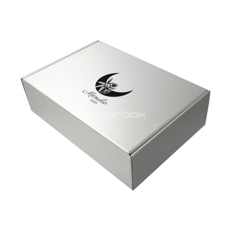 Metallic-silberne A4-Geschenkbox