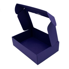 Blaue Premium-Geschenkschachtel im A4-Format mit Fenster