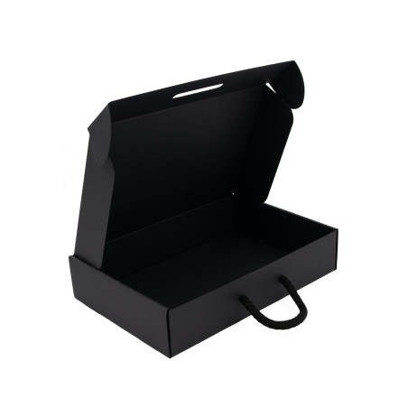 Schwarze Geschenkbox – Koffer mit Textilgriff