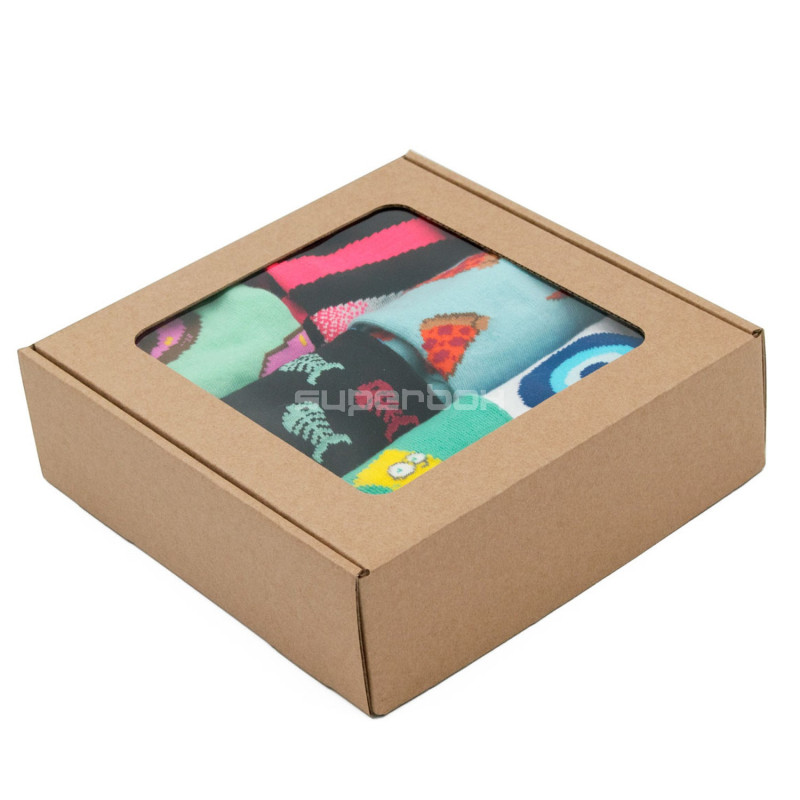 Braune Box mit PVC-Fenster, 6 cm hoch