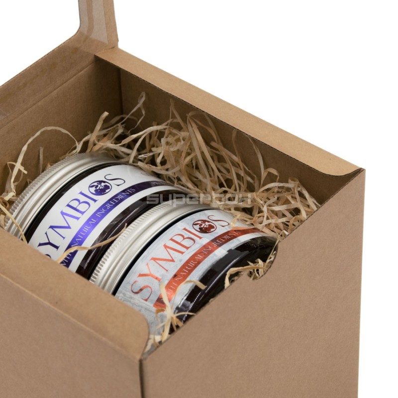 Braune Würfel-Geschenkbox mit Klarsichtfenster im Deckel