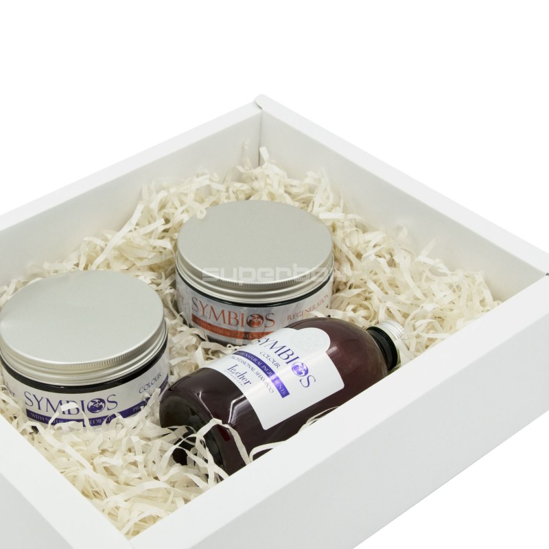 Große weiße Schiebehülle Geschenkbox aus Wellpappe mit Fenster