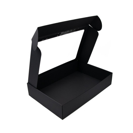 Große schwarze Box mit Klarsichtfenster im Deckel, 9 cm hoch