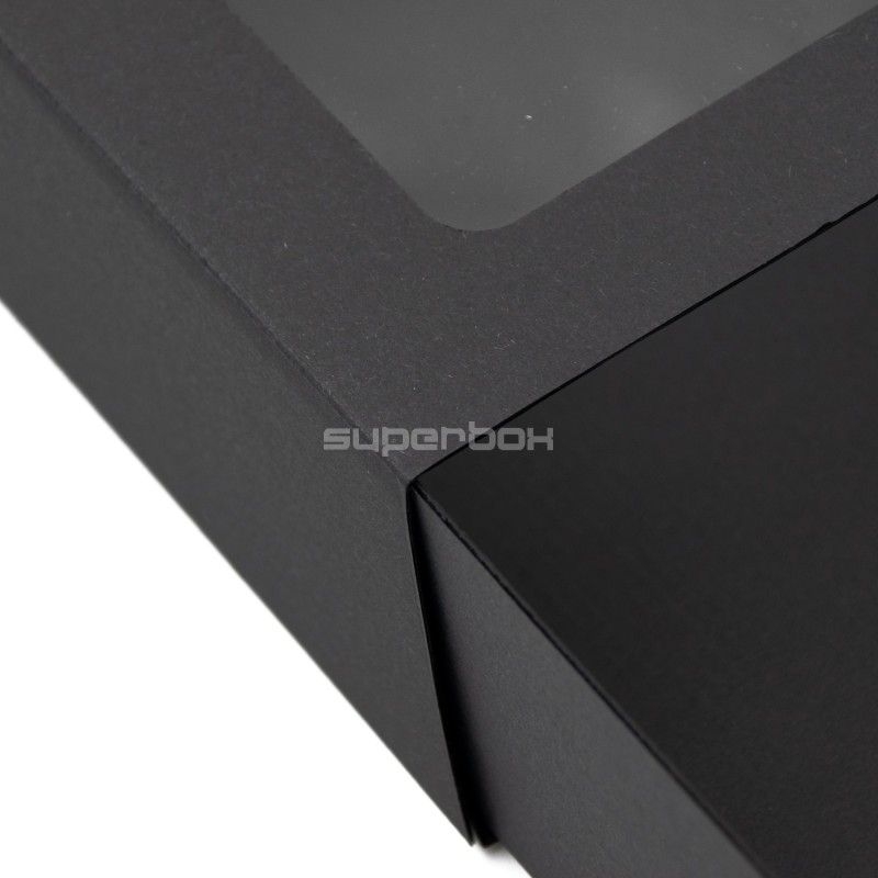 Schwarze Universalgröße Einschub-Geschenkbox mit Fenster Schwarze Universalgröße Einschub-Geschenkbox mit Fenster