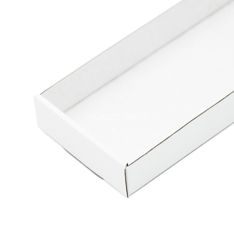 Weißes schmales Tablett für Geschenksets, 23 cm lang