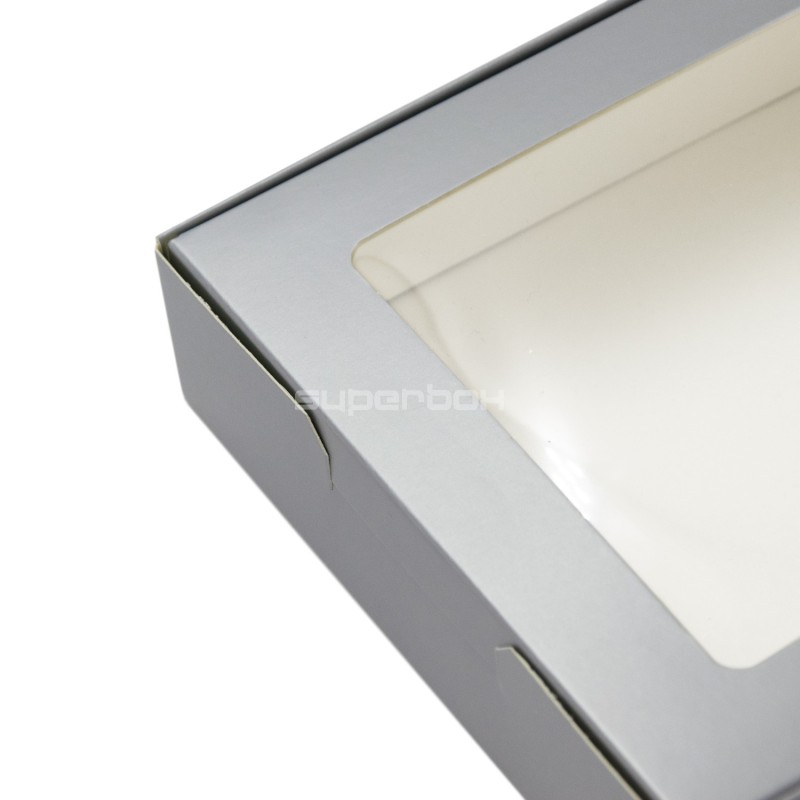 Silberne Keksbox mit PVC-Fenster